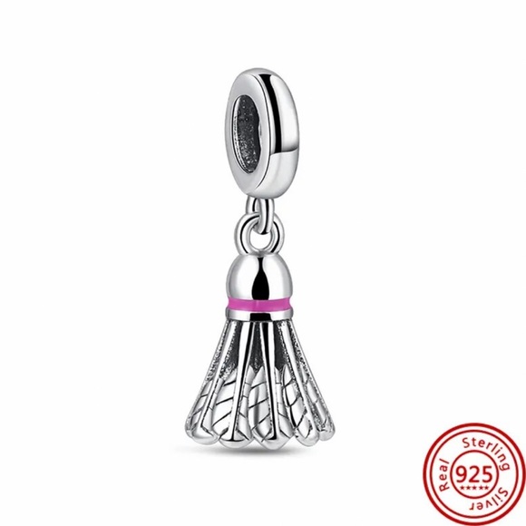 NWOT Badminton Birdie Dangle Charm Sterling Silver 925 - Picture 1 of 9
